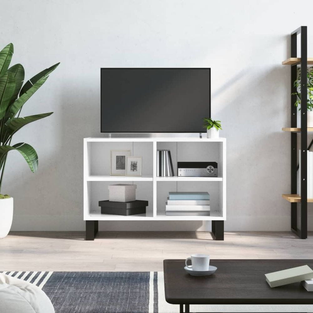 Vidaxl TV skrinka vysoký lesk biela 69,5x30x50 cm kompozitné drevo